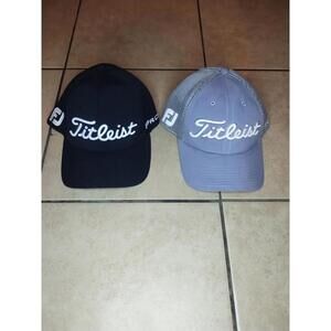 Titleist Pro V1 Golf Hat Fitted Black and Grey Mesh Cap FootJoy FJ Tour Logo M/L